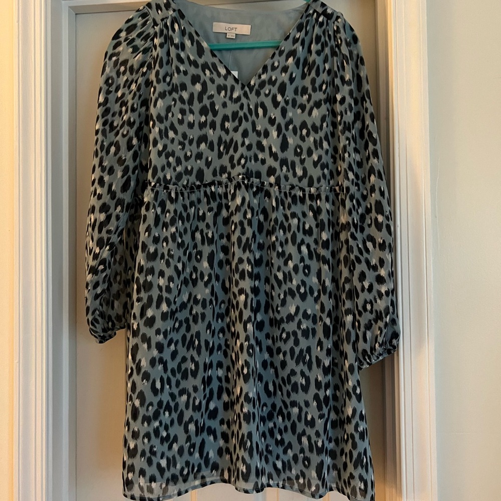 Loft blue leopard dress